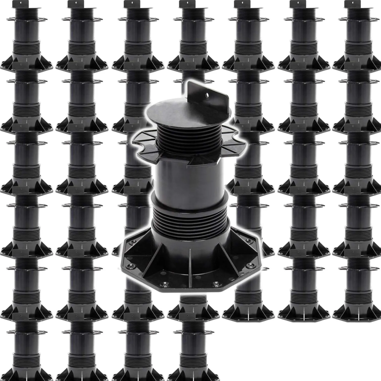 XPOtool Set 50x Stelzlager für Terrassen, 2700kg, 137-215mm, höhenverstellbare Stellfüße für Terrassendielen, Platten und Planken