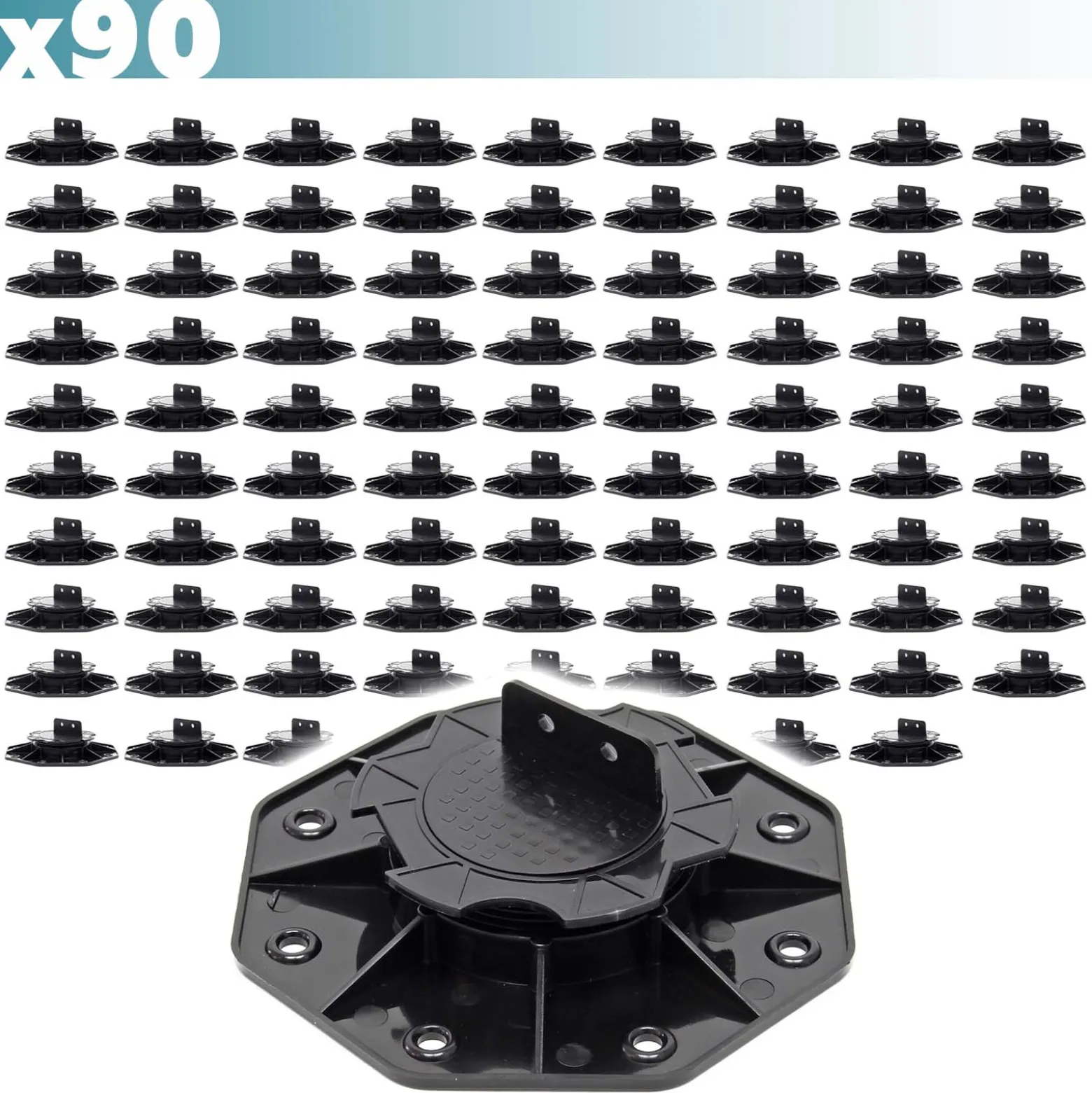 XPOtool Set 90x Stelzlager für Terrassen, 2700kg, 18-28mm, höhenverstellbare Stellfüße für Terrassendielen, Platten und Planken