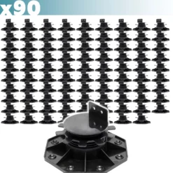 XPOtool Set 90x Stelzlager für Terrassen, 2700kg, 33-64mm, höhenverstellbare Stellfüße für Terrassendielen, Platten und Planken