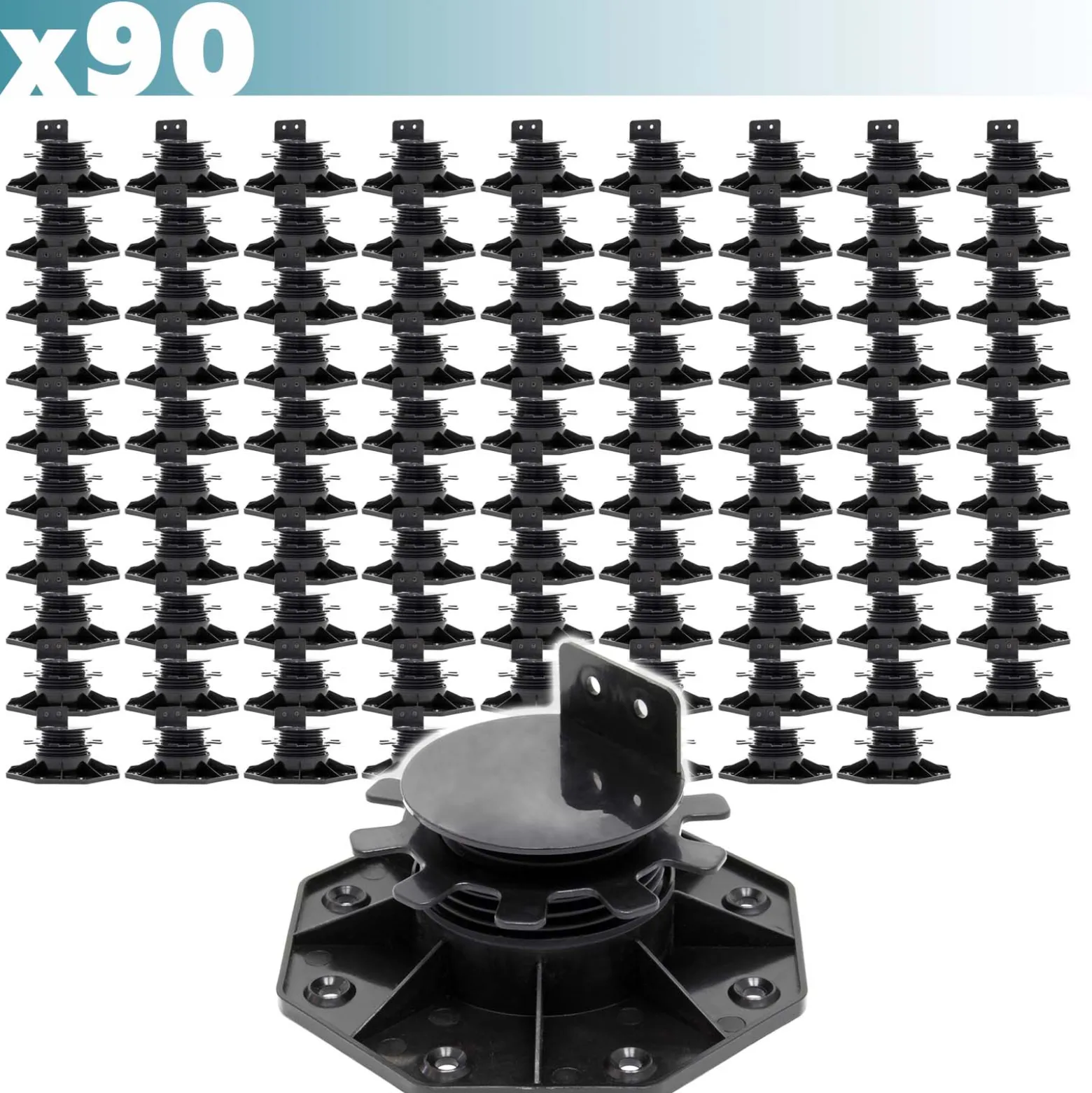 XPOtool Set 90x Stelzlager für Terrassen, 2700kg, 33-64mm, höhenverstellbare Stellfüße für Terrassendielen, Platten und Planken