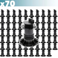 XPOtool Set 70x Stelzlager für Terrassen, 2700kg, 137-215mm, höhenverstellbare Stellfüße für Terrassendielen, Platten und Planken
