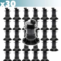 XPOtool Set 30x Stelzlager für Terrassen, 2700kg, 137-215mm, höhenverstellbare Stellfüße für Terrassendielen, Platten und Planken