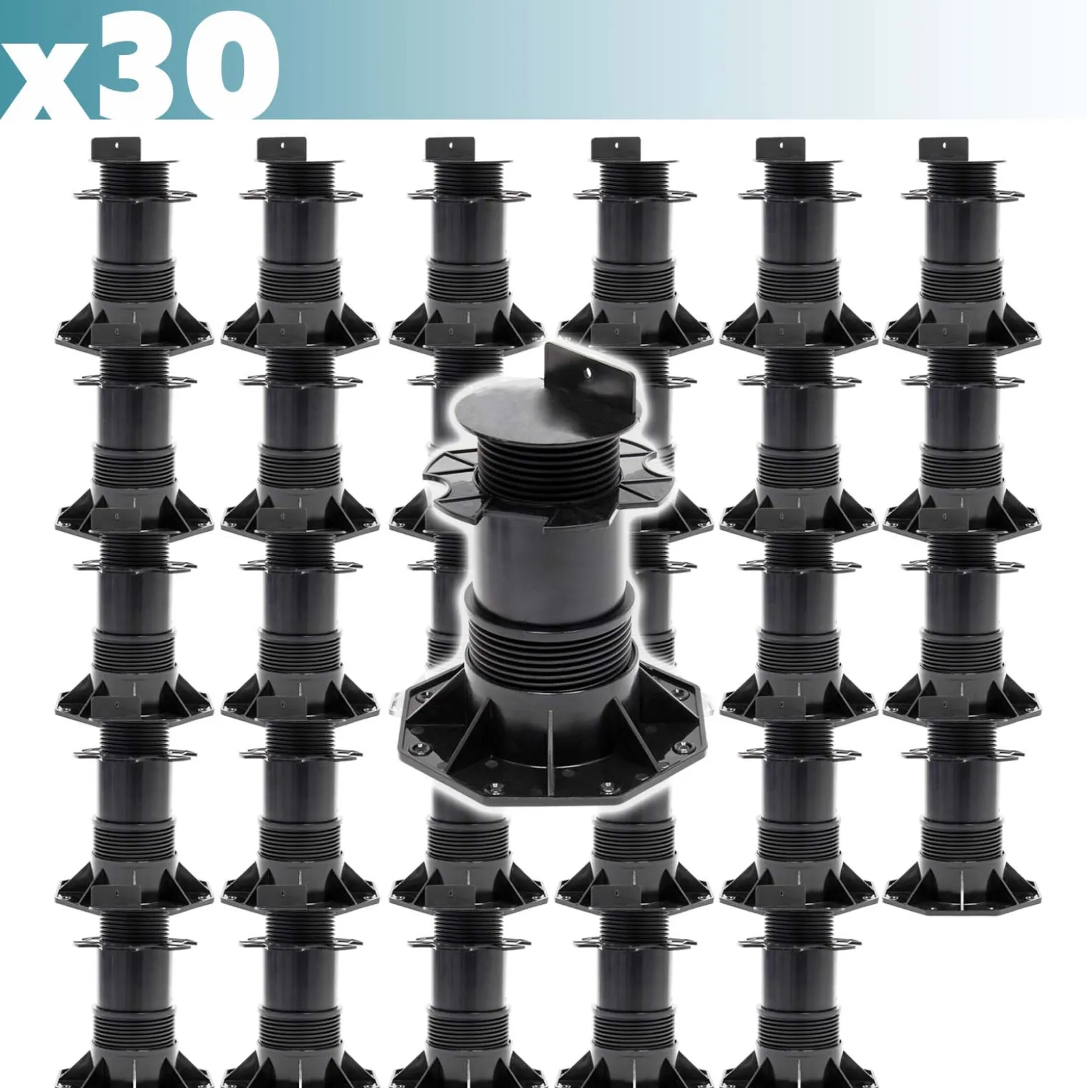 XPOtool Set 30x Stelzlager für Terrassen, 2700kg, 137-215mm, höhenverstellbare Stellfüße für Terrassendielen, Platten und Planken