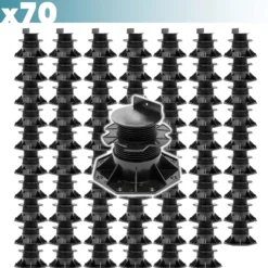 XPOtool Set 70x Stelzlager für Terrassen, 2700kg, 60-138mm, höhenverstellbare Stellfüße für Terrassendielen, Platten und Planken