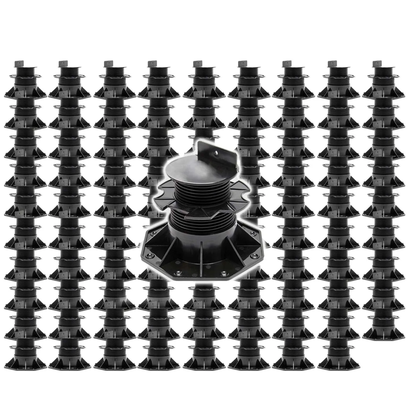 XPOtool Set 90x Stelzlager für Terrassen, 2700kg, 60-138mm, höhenverstellbare Stellfüße für Terrassendielen, Platten und Planken