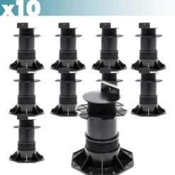 XPOtool Set 10x Stelzlager für Terrassen, 2700kg, 137-215mm, höhenverstellbare Stellfüße für Terrassendielen, Platten und Planken
