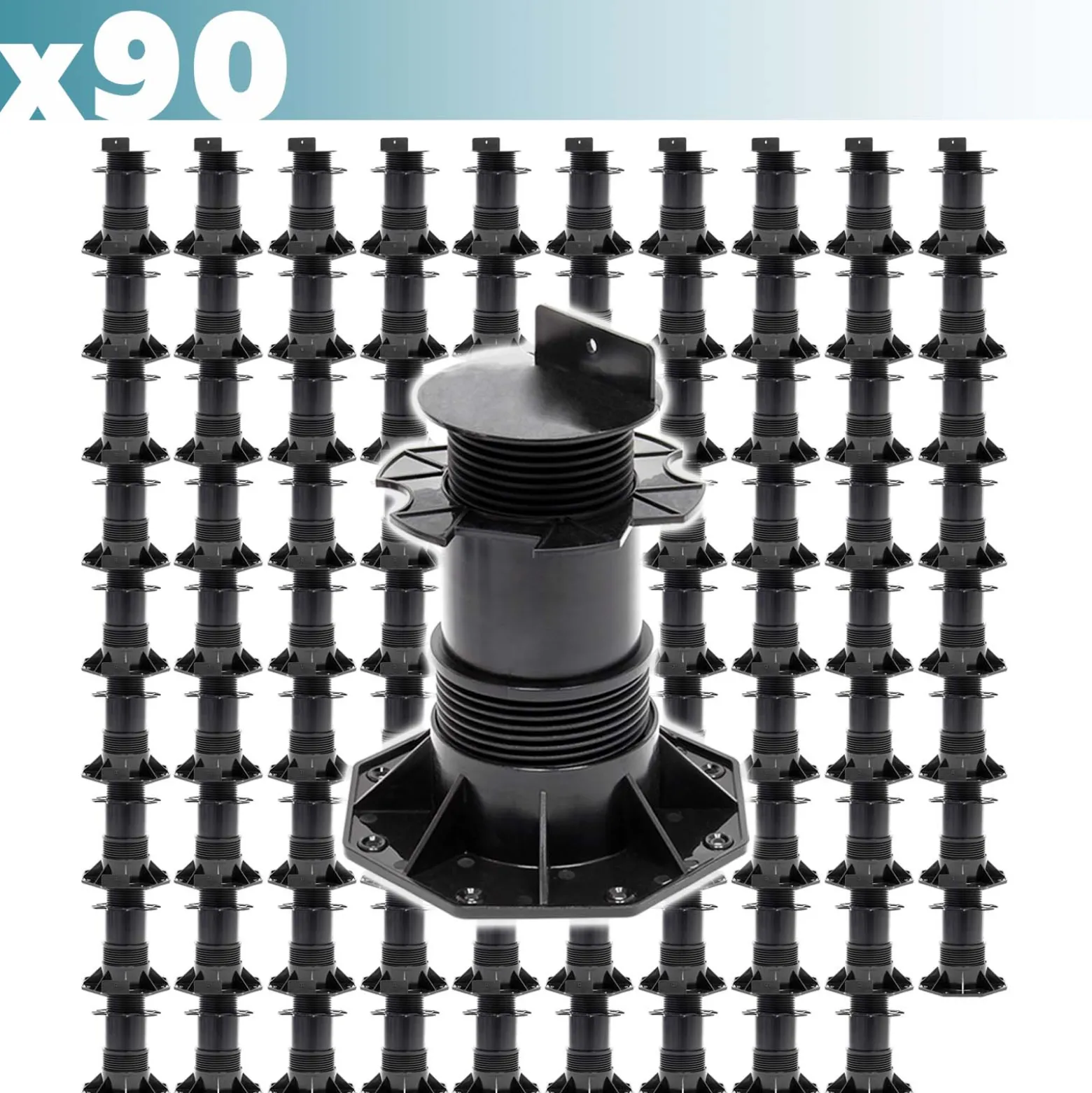 XPOtool Set 90x Stelzlager für Terrassen, 2700kg, 137-215mm, höhenverstellbare Stellfüße für Terrassendielen, Platten und Planken