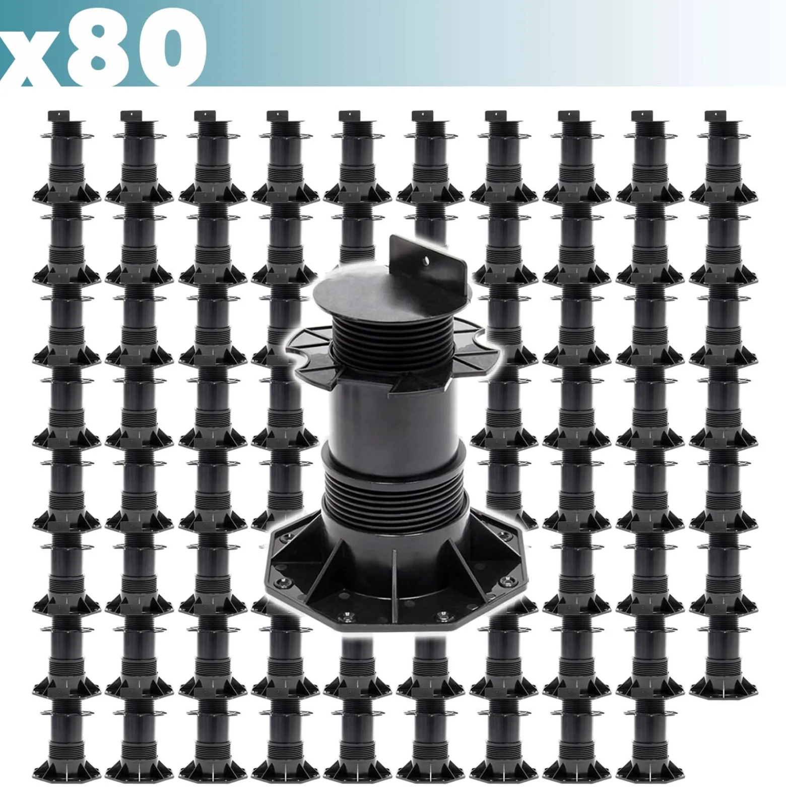 XPOtool Set 80x Stelzlager für Terrassen, 2700kg, 137-215mm, höhenverstellbare Stellfüße für Terrassendielen, Platten und Planken