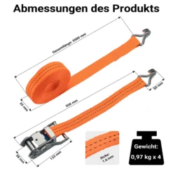 XPOtool Spanngurte mit Ratsche 3000 daN Zurrgurte im 4er Set 6 m Ratschengurte mit Gurtbreite 35 mm, ideal für Autotransport