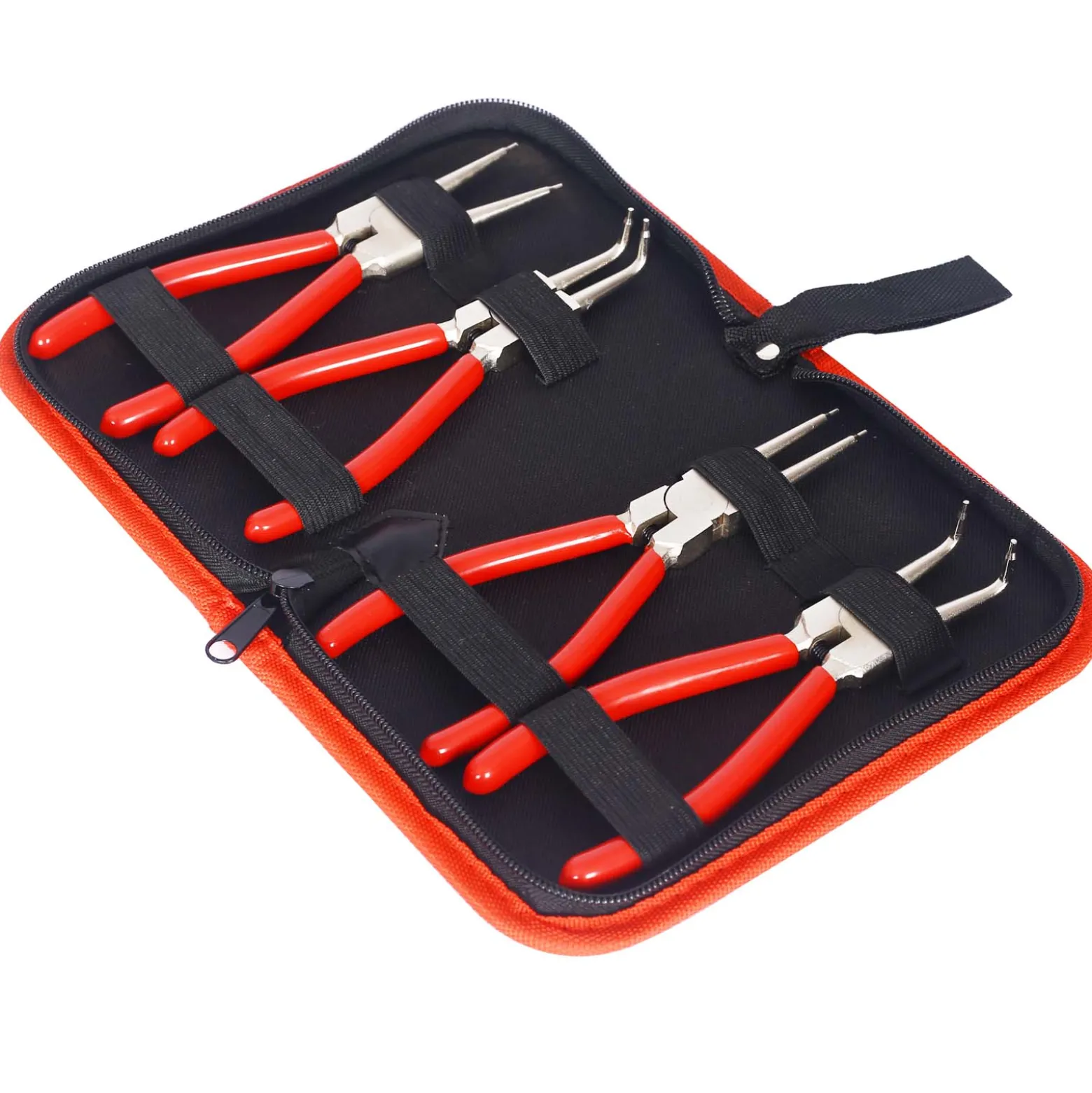 XPOtool Sprengring Zange Set 4 teilig, 90° Winkel und gerade, Seegeringzange aus Carbonstahl für Innenringe Außenringe, Sicherungszange mit rutschfestem Griff