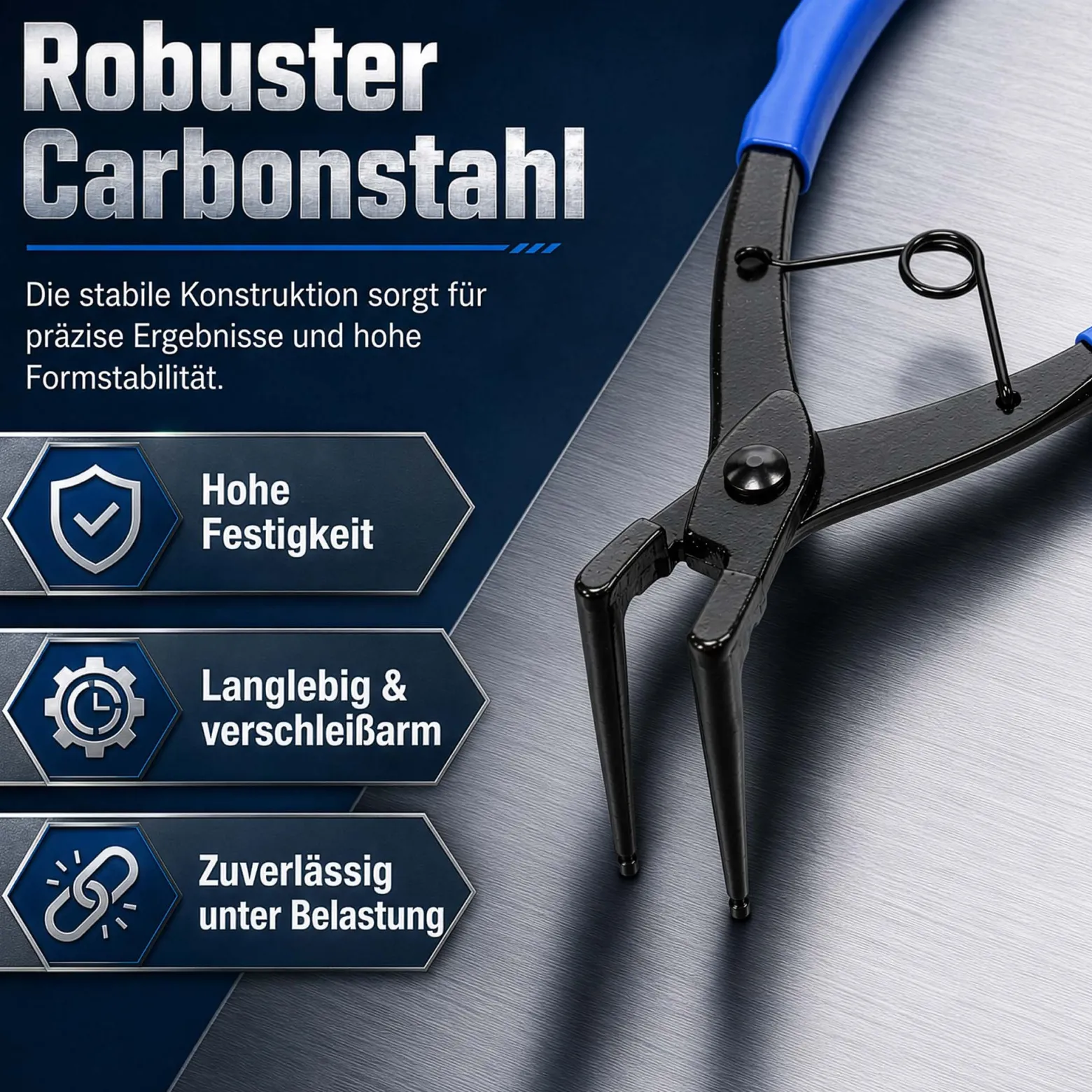XPOtool Sprengring Zange 90° Winkel, 65 mm lange Spitzen, Seegeringzange aus Carbonstahl für Innenringe Innensprengringe, Sicherungszange mit rutschfestem Griff