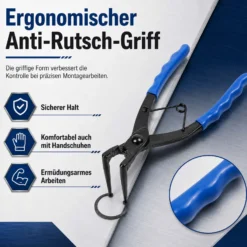 XPOtool Sprengring Zange 90° Winkel, 65 mm lange Spitzen, Seegeringzange aus Carbonstahl für Innenringe Innensprengringe, Sicherungszange mit rutschfestem Griff