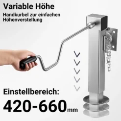 XPOtool Stützen Set für Kipper Hochlader Anhänger, 140 x 140 x 415 mm, Stützlast 1350 kg pro Stütze, Hub 240 mm, klappbare Stützfüße
