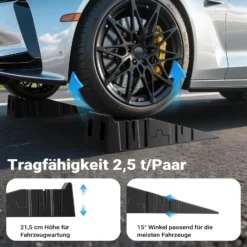 XPOtool teilbare Auffahrrampe 2er Set Schwerlast Autorampen bis 2,5 Tonnen aus Kunststoff für Pkws