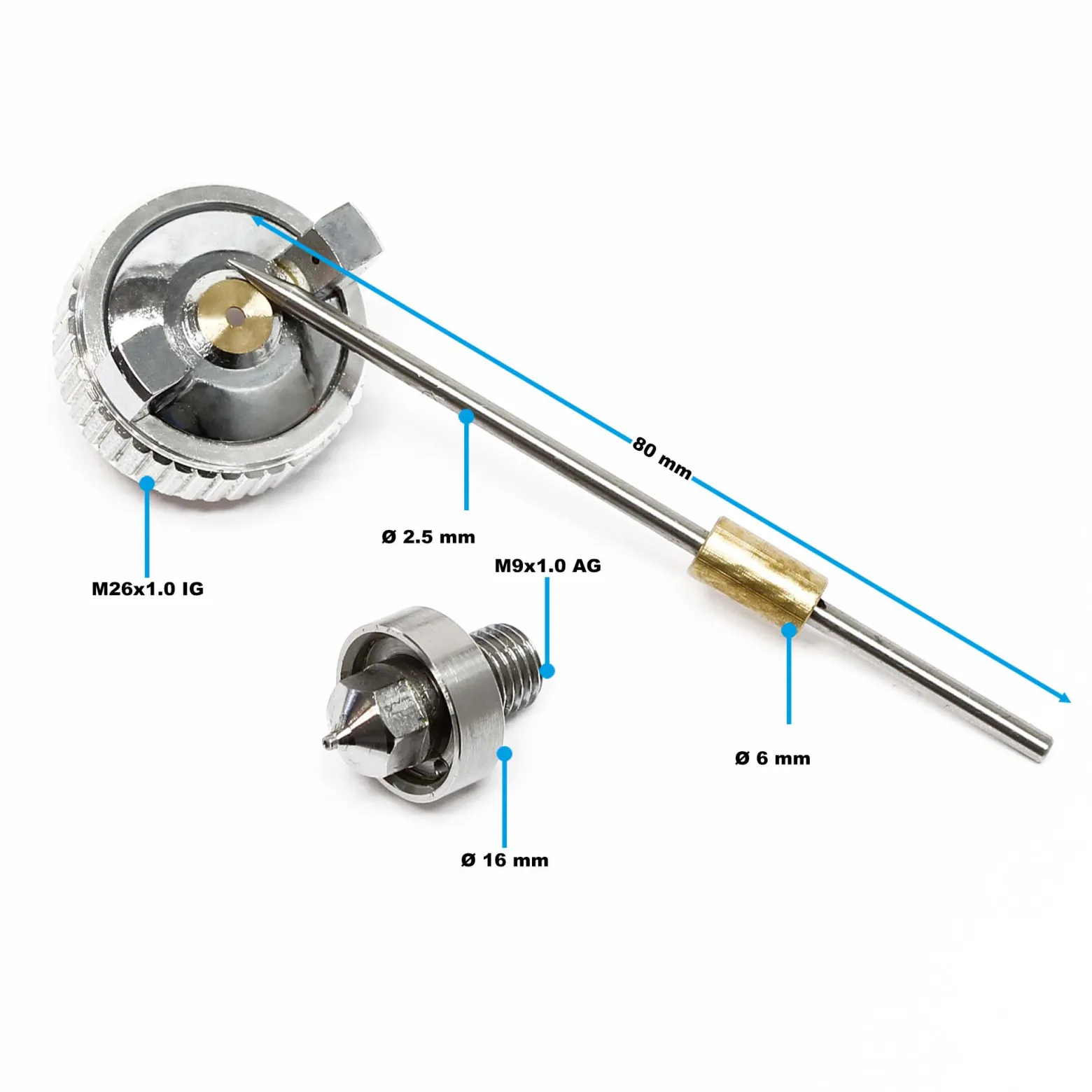 XPOtool 3 teiliges Ersatz Düsen Set 0,8 mm für HVLP-2000 Lackierpistole, Spritzpistole Sprühpistole Zubehör