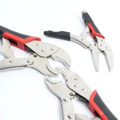 XPOtool 3 teiliges Gripzangen-Set mit Klemmzangen 175/250 mm und Langbeckzange 125 mm, Feststellzangen aus Carbonstahl mit Handgriff und Lösehebel