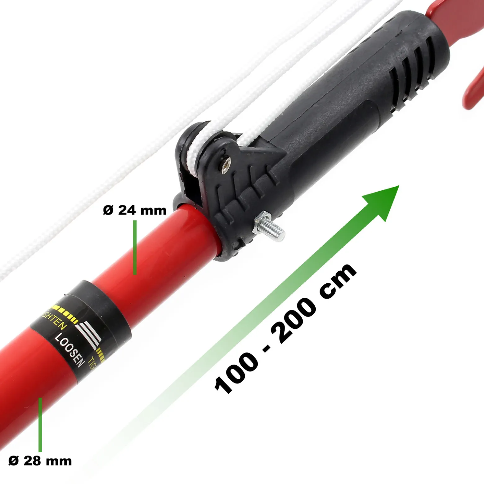 XPOtool Teleskop 2in1 Astsäge Astschere 100-200cm, Gartensäge mit Seilzug, Baumschere für Äste bis ca. Ø 30 mm, Teleskopsäge und Teleskopschere