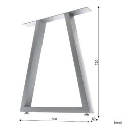 XPOtool Tischbeine 2er Set aus Stahl 60x72cm Grau in Trapez-Form Industrial Vierkantrohr Tischkufen Tischgestell Tischuntergestell