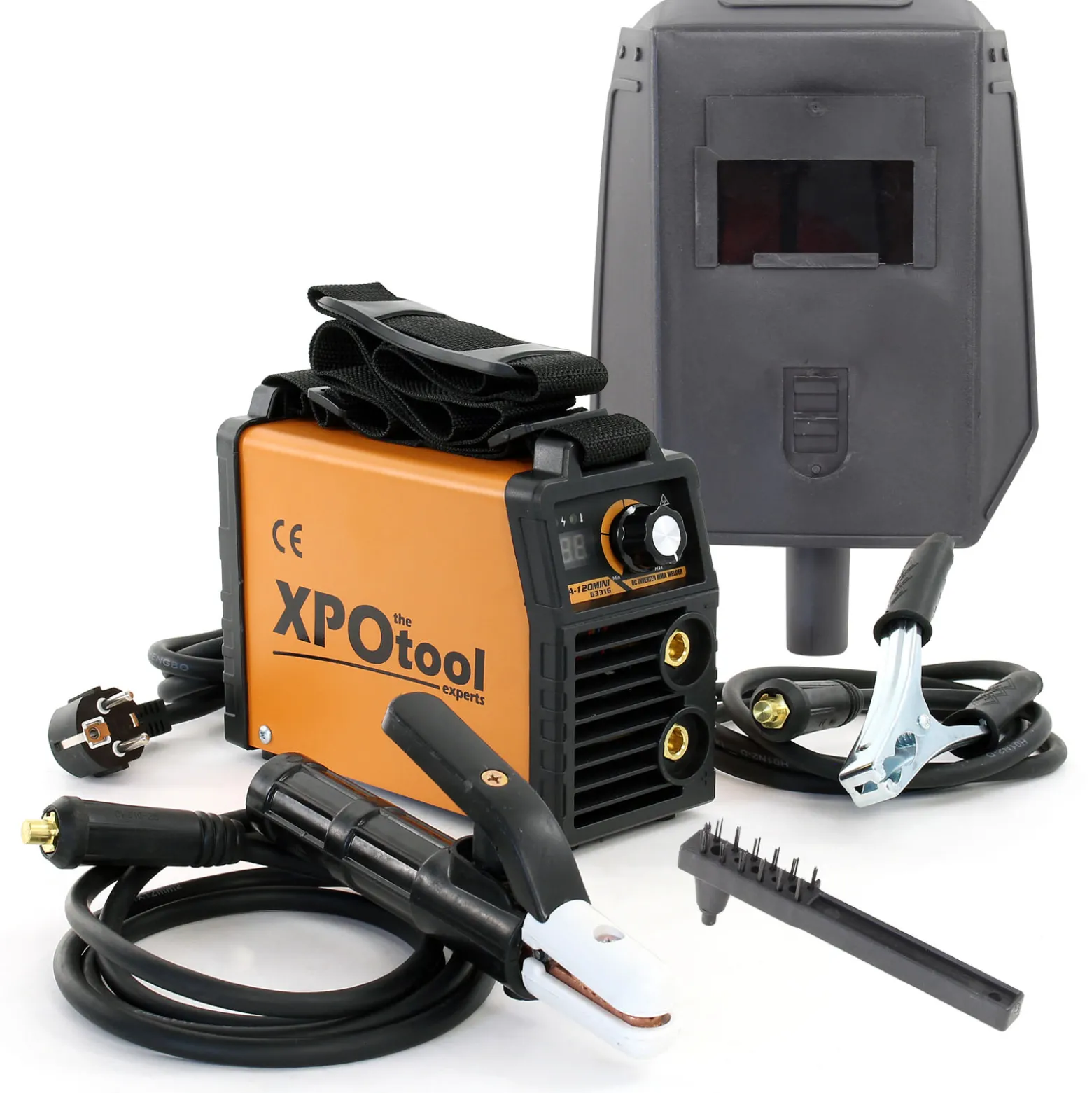 XPOtool Tragbares MMA Elektroden Schweißgerät 20-120A IGBT Inverter, E-Hand Schweißgerät mit Zubehör, Schweissgerät mit Arc-force-, Hot-start- und Anti-stick-Funktion