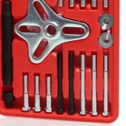 XPOtool Universal Lenkrad Abzieher Satz 46 teilig, Schwingungsdämpfer aus Stahl, Kurbelwellen Abzieher, Riemenscheiben, Schwungräder