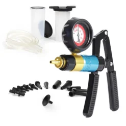XPOtool Vakuum- und Druckpumpen Satz, -2-4 bar, mit 63,5 mm Manometer, manueller Bremsenentlüfter, Prüfgerät für Unterdruck Überdruck
