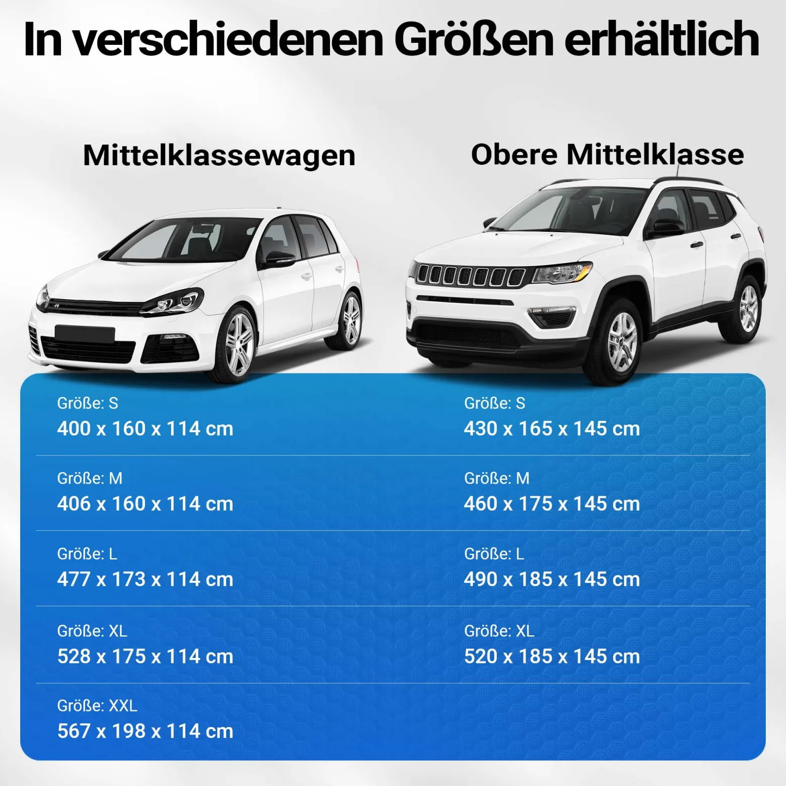 XPOtool Vollgarage für Auto Größe L 482x178x119cm Schutz vor Hagel, wasserdicht, lackschonend, Autoabdeckung mit Luftschlitzen, Reflektoren, Spanngurten