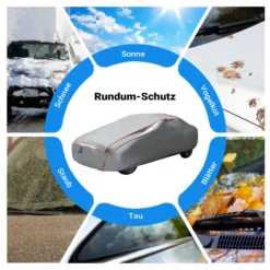XPOtool Vollgarage für Auto Größe M 431x165x119cm Schutz vor Hagel, wasserdicht, lackschonend, Autoabdeckung mit Luftschlitzen, Reflektoren, Spanngurten