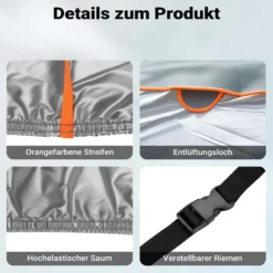XPOtool Vollgarage für Auto Größe M 431x165x119cm Schutz vor Hagel, wasserdicht, lackschonend, Autoabdeckung mit Luftschlitzen, Reflektoren, Spanngurten