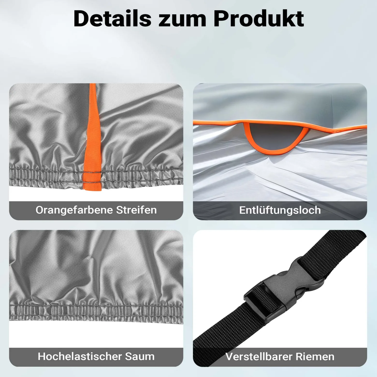 XPOtool Vollgarage für Auto Größe M 431x165x119cm Schutz vor Hagel, wasserdicht, lackschonend, Autoabdeckung mit Luftschlitzen, Reflektoren, Spanngurten