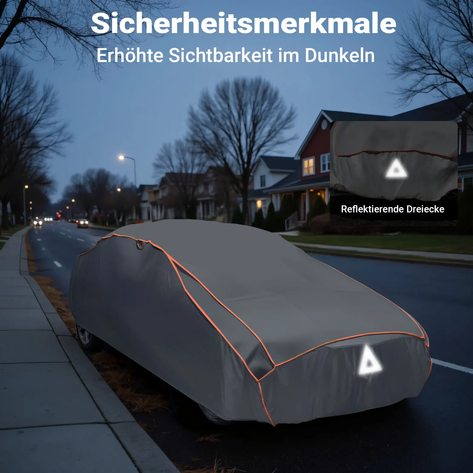 XPOtool Vollgarage für Auto Größe M 431x165x119cm Schutz vor Hagel, wasserdicht, lackschonend, Autoabdeckung mit Luftschlitzen, Reflektoren, Spanngurten