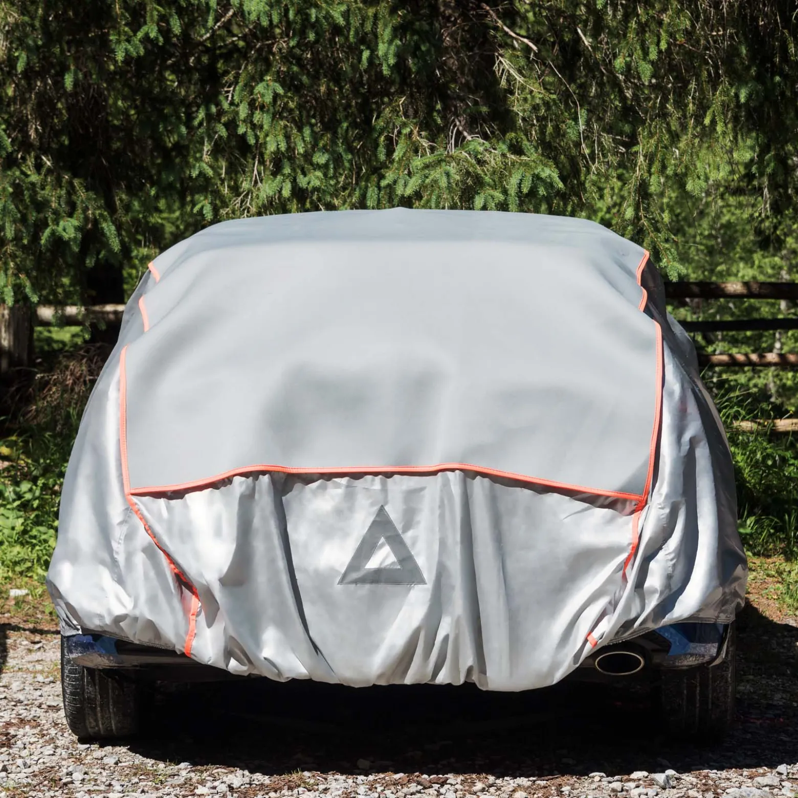 XPOtool Vollgarage für Auto Größe S 406x165x119cm Schutz vor Hagel, wasserdicht, lackschonend, Autoabdeckung mit Luftschlitzen, Reflektoren, Spanngurten