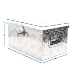 XPOtool Werkzeugbox Alu 50,8 x 30,5 x 24 cm, Silberfarbene Transportbox, Werkzeugkiste inkl. Schlüssel, Alubox mit Handgriffen, großzügige Deichselbox