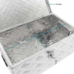 XPOtool Werkzeugbox Alu 50,8 x 30,5 x 24 cm, Silberfarbene Transportbox, Werkzeugkiste inkl. Schlüssel, Alubox mit Handgriffen, großzügige Deichselbox