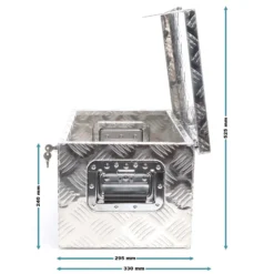 XPOtool Werkzeugbox Alu 50,8 x 30,5 x 24 cm, Silberfarbene Transportbox, Werkzeugkiste inkl. Schlüssel, Alubox mit Handgriffen, großzügige Deichselbox