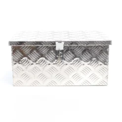 XPOtool Werkzeugbox Alu 50,8 x 30,5 x 24 cm, Silberfarbene Transportbox, Werkzeugkiste inkl. Schlüssel, Alubox mit Handgriffen, großzügige Deichselbox