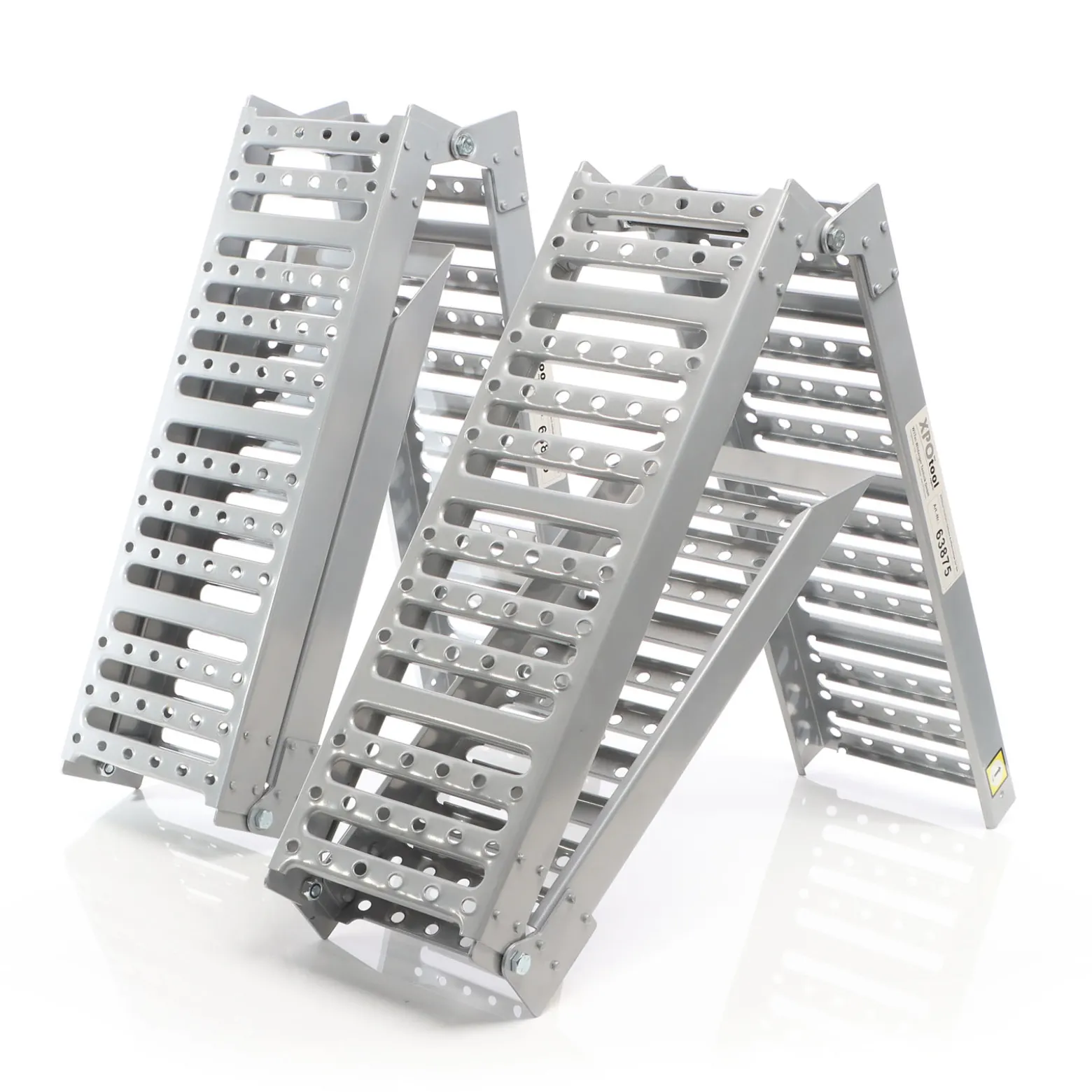 XPOtool 2x Auffahrrampe max. 800 kg 3-fach klappbar 195,5 cm für Motorrad ATV Quad, Stahl Auffahrschiene faltbar, Verladerampe rutschsicher