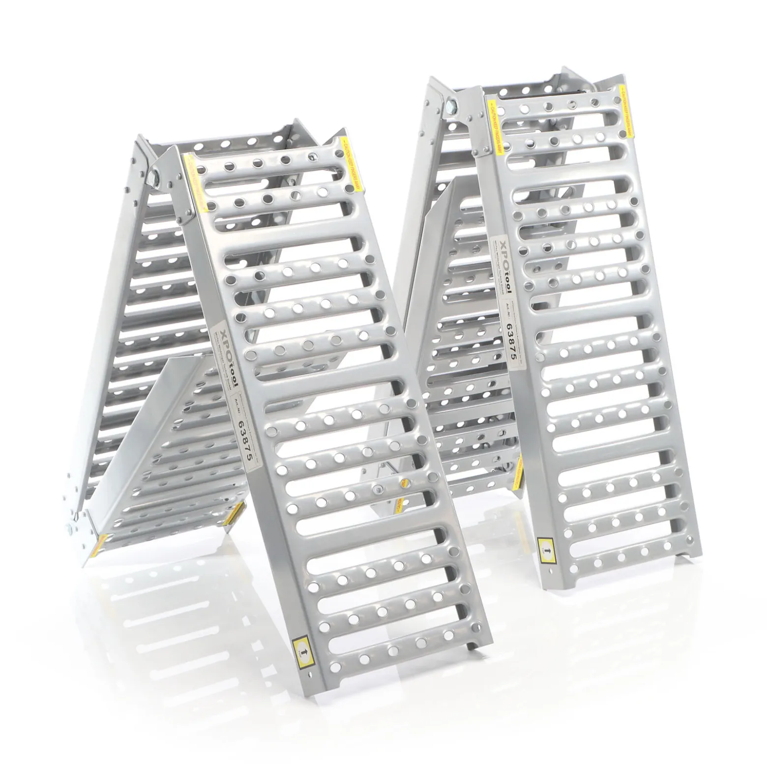 XPOtool 2x Auffahrrampe max. 800 kg 3-fach klappbar 195,5 cm für Motorrad ATV Quad, Stahl Auffahrschiene faltbar, Verladerampe rutschsicher