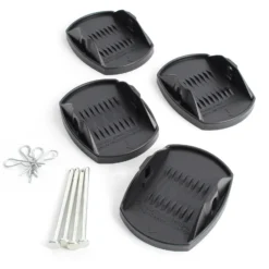 XPOtool 4x Stützplatten 180 x 145 mm mit Metallstift für Kurbelstütze von Wohnwagen, Wohnmobil, Caravan und Anhänger, Kurbelstützenplatten