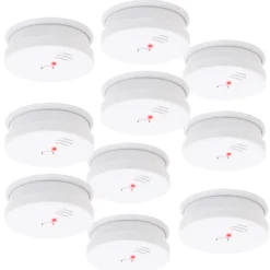 10x Rauchmelder mit 9V Batterie, Lange Lebensdauer, Lautstärke Alarm 85dB, Brandmelder kabellos, DIN EN 14604