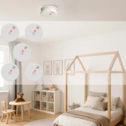 5x Rauchmelder mit 9V Batterie, Lange Lebensdauer, Lautstärke Alarm 85dB, Brandmelder kabellos, DIN EN 14604