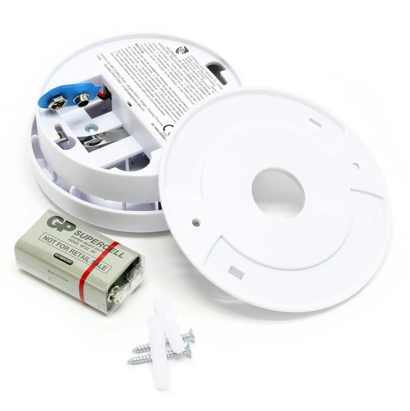 80x Rauchmelder mit 9V Batterie, Lange Lebensdauer, Lautstärke Alarm 85dB, Brandmelder kabellos, DIN EN 14604