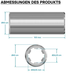 Zapfwellen Buchse A-Typ 100 mm für Vielkeilwelle PTO-Shaft mit 1 1/8