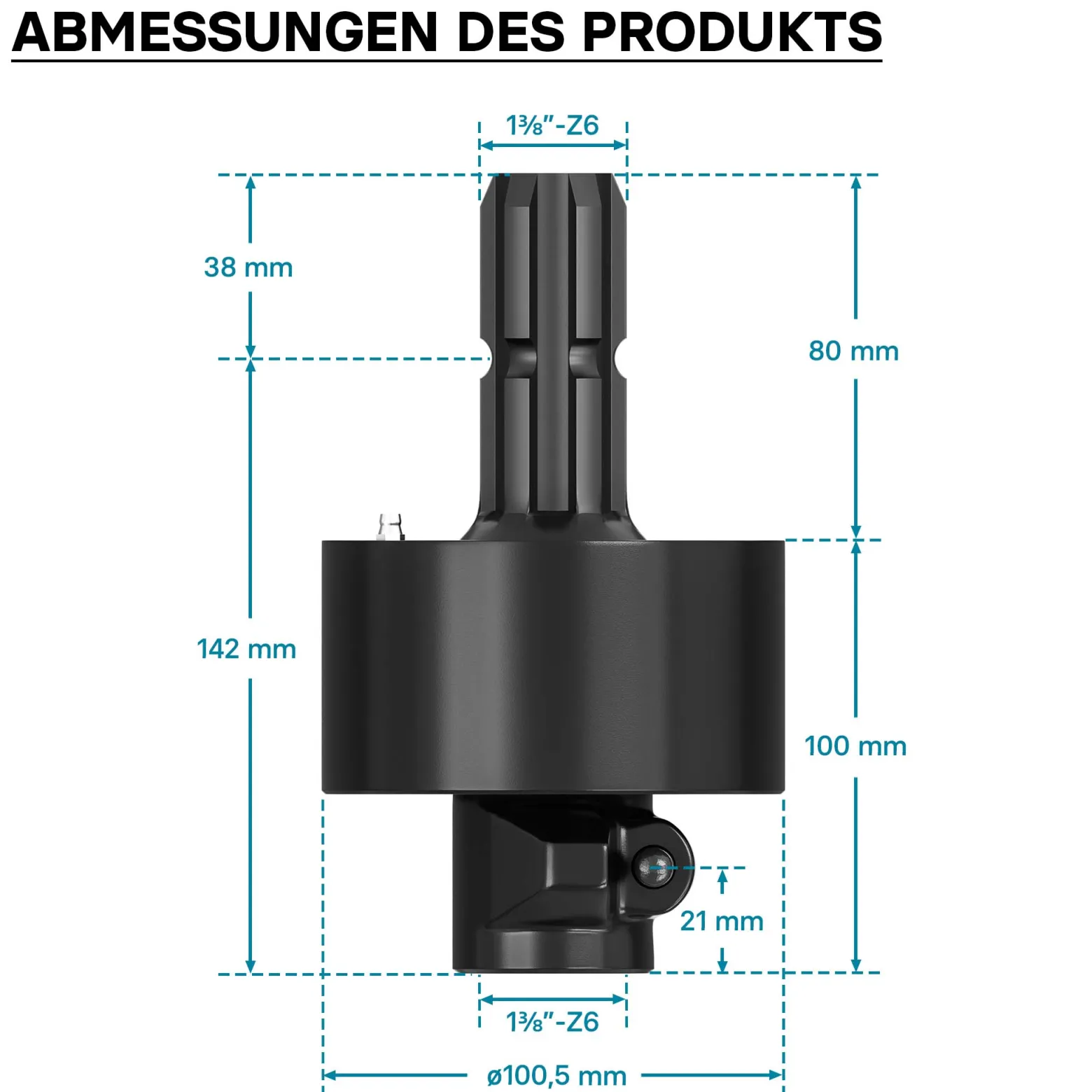 Zapfwellen Freilaufkupplung 220mm, 1 3/8" AG u. IG PTO-Shaft Vielkeilwelle mit 6 Zähnen, max. 3500Nm