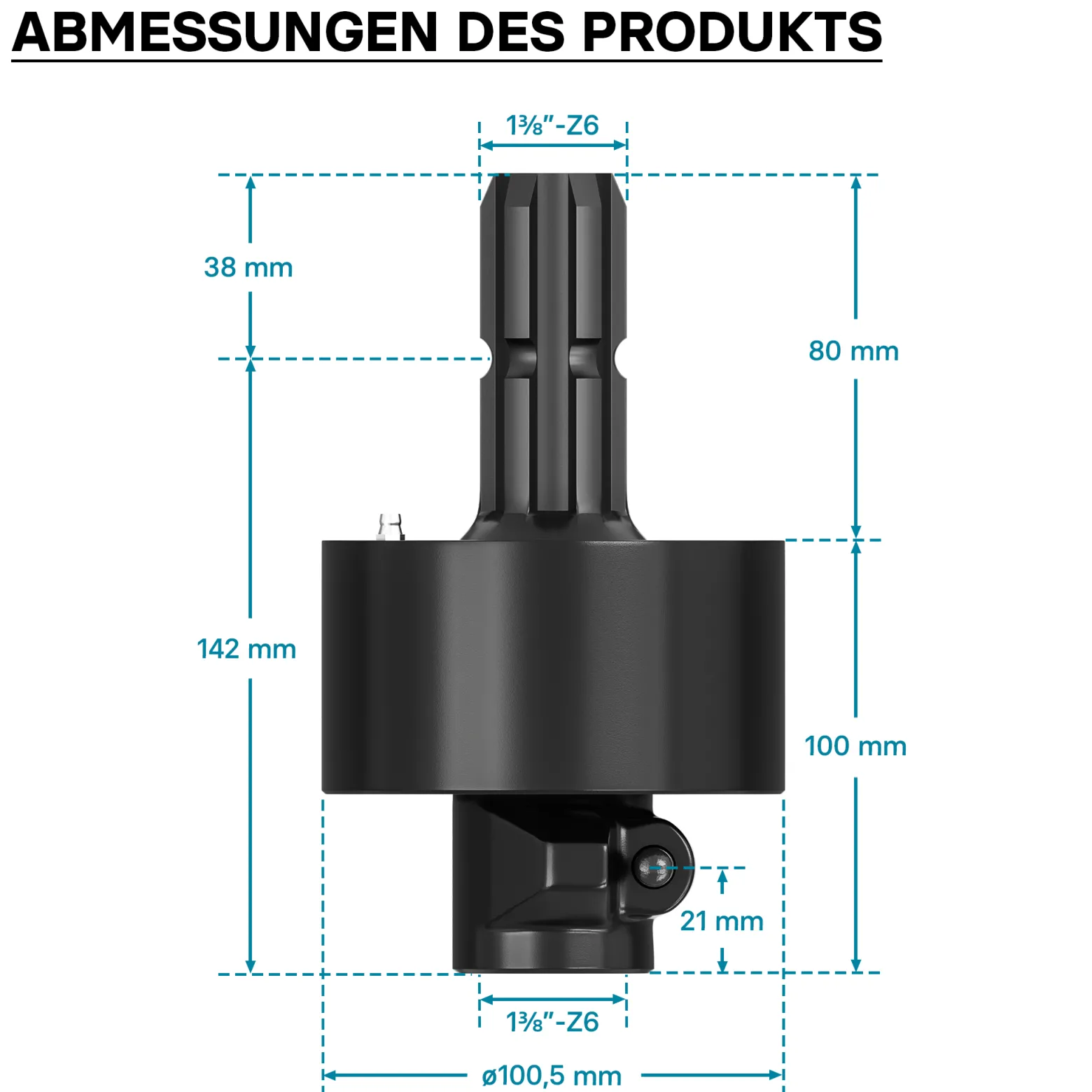 Zapfwellen Freilaufkupplung 201mm, 1 3/8" AG u. IG PTO-Shaft Vielkeilwelle mit 6 Zähnen, max. 2400Nm