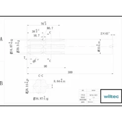 Zapfwellen Keilwelle B1 300 mm Vielkeilwelle für PTO-Shaft mit 1 3/8