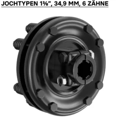 Zapfwellen Kupplung für 6 Zahn Keilwelle 1 3/8" AG und IG, PTO-Shaft mit max. 1200Nm, schwarz