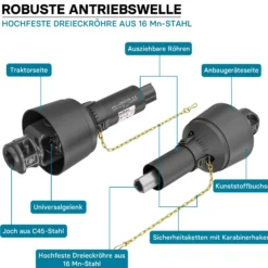 Zapfwelle T4 Gelenkwelle 520mm 460Nm 540U/min, PTO-Shaft, 40kW (55PS), 2x 1 3/8