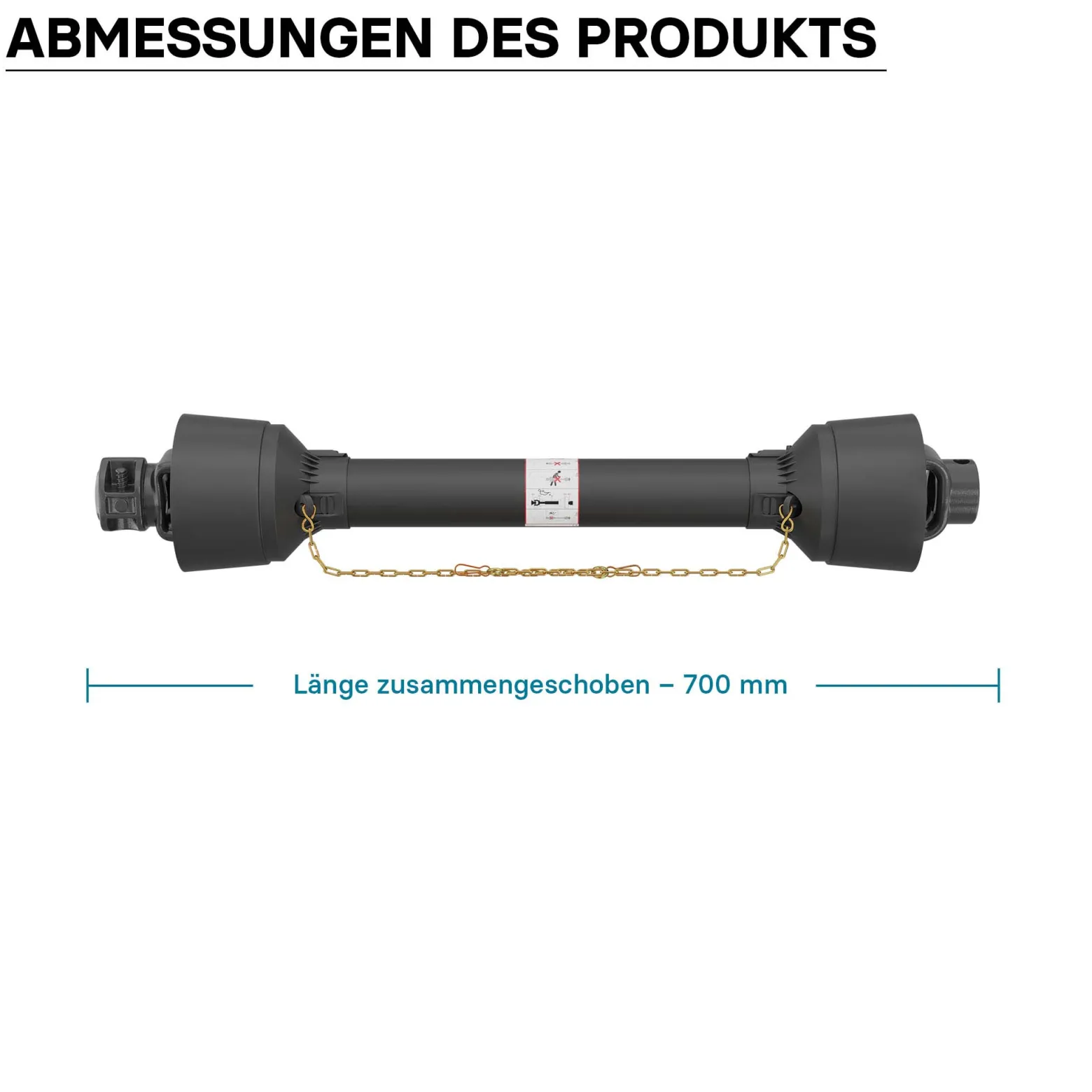 Zapfwelle T5 Gelenkwelle 700mm 620Nm 540U/min, PTO-Shaft, 54kW (74PS), 2x 1 3/8" 6 Zähne
