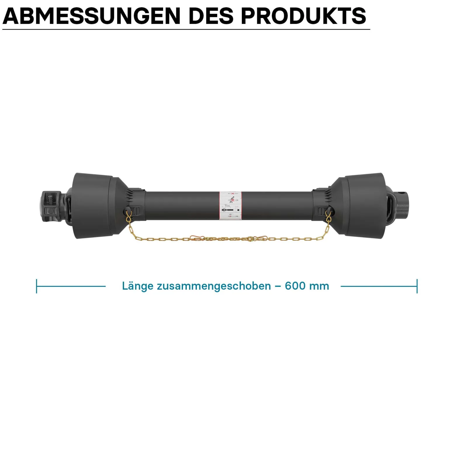 Zapfwelle T5 Gelenkwelle 600mm 620Nm 540U/min, PTO-Shaft, 54kW (74PS), 2x 1 3/8" 6 Zähne