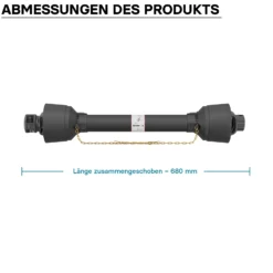 Zapfwelle T1 Gelenkwelle 680mm 210Nm 540U/min, PTO-Shaft, 18kW (25PS), 2x 1 3/8" 6 Zähne